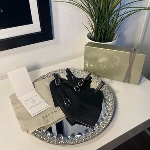 NIB LEVENGER Luxury Leather Luggage Tags X 6 In Black